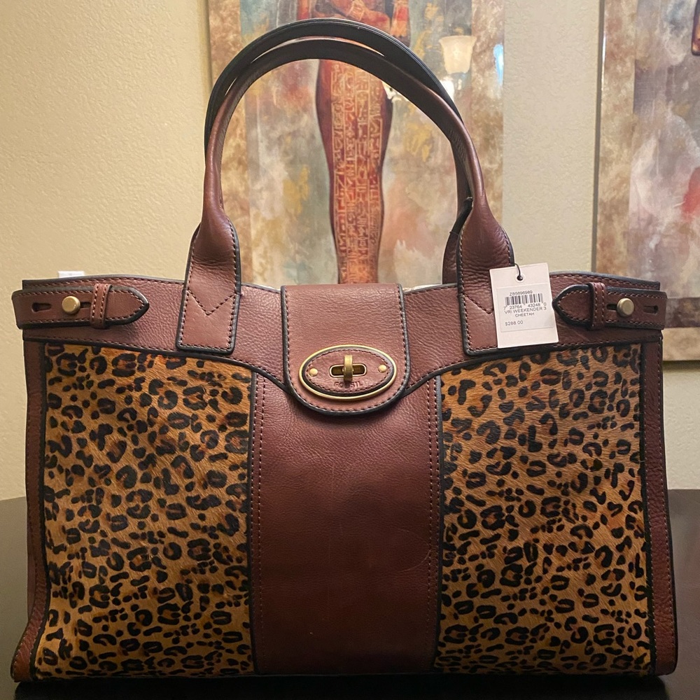 🌷Fossil Reissue Hair Calf Weekender Bag🌷